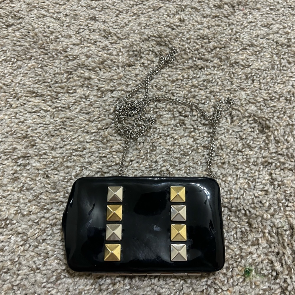 Marc by Marc Jacob's Black Clutch Gold Silver Studs Crossbody Chain Party Punk